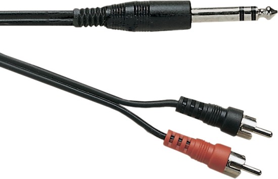 6.35mm Stereo Jack Plug to 2 x Phono Plugs (image for) 6.35mm Stereo Jack Plug to 2 x Phono Plugs